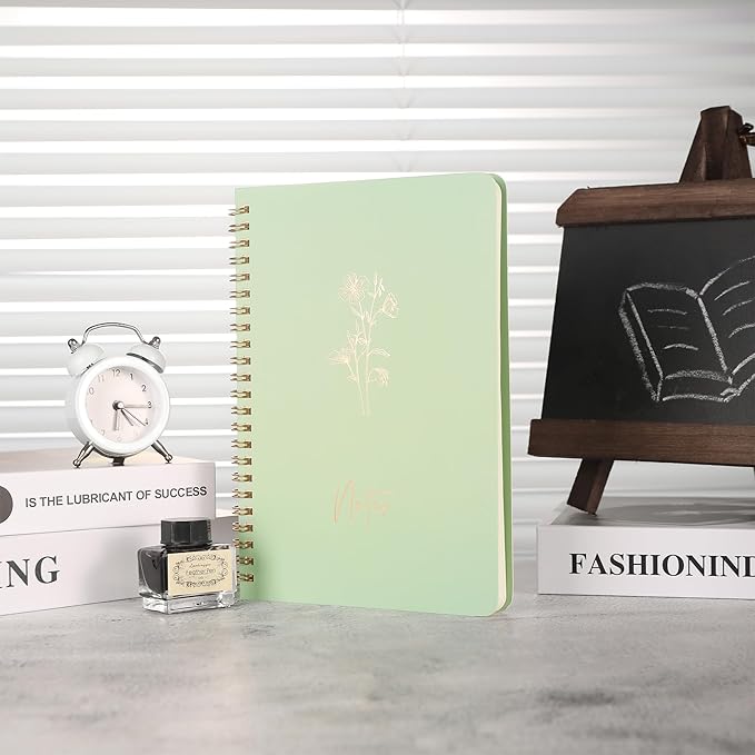 3 Pcs Spiral Notebooks For Women - Aesthetic College Ruled Journal/Notebook with Large Pockets & 7mm 60 Sheets Lined Pages - for School and Office Supplies（A5, 5.7" x 8.3"）