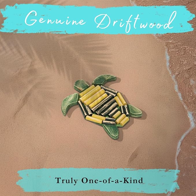 Mint Bucket Brands Driftwood Turtle Nautical Wall Decor - 11" x 10" Handmade Wooden Rustic Coastal Wall Art for Living Room, Bedroom, Office, Bathroom - Ocean Beach Decoration (Paddle)