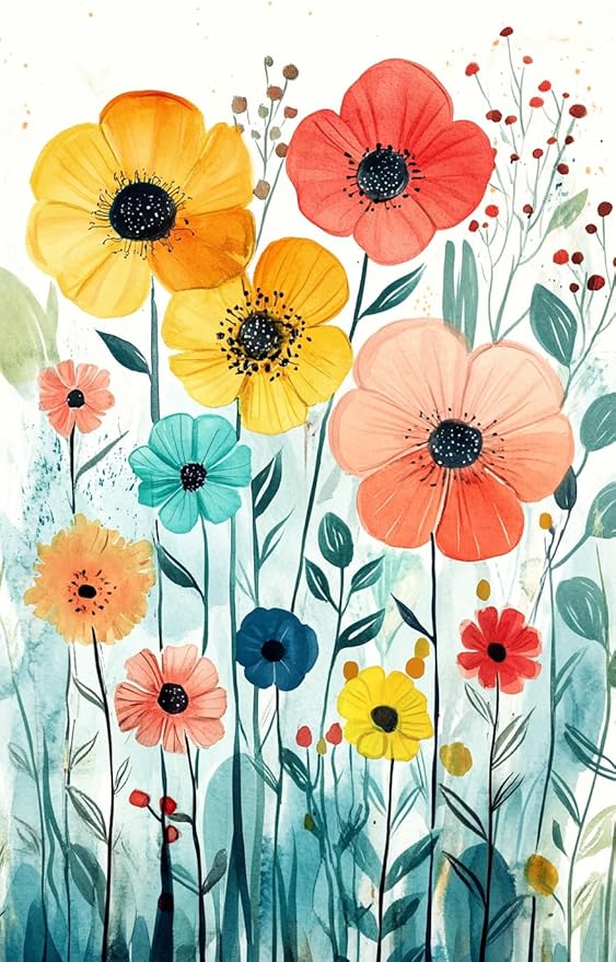 Eterkosu Flowers Diamond Art Kits for Adults,Diamond Painting Kits for Adults for Beginners DIY Diamond Dots Art Kits, 5D Full Round Drill Gem Art Painting Kits for Home Wall Decor