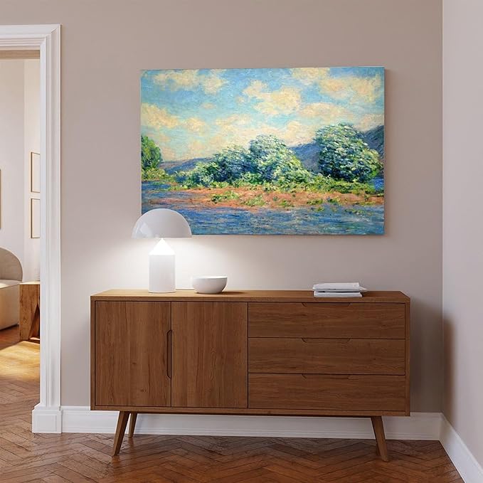 40+ Monet Famous Print Posters The Seine at Port-Villez by Claude Monet Impressionism Canvas Art Poster And Wall Art Picture Print Modern Family Bedroom Decor Posters Frame 20×30inch(50×75cm)