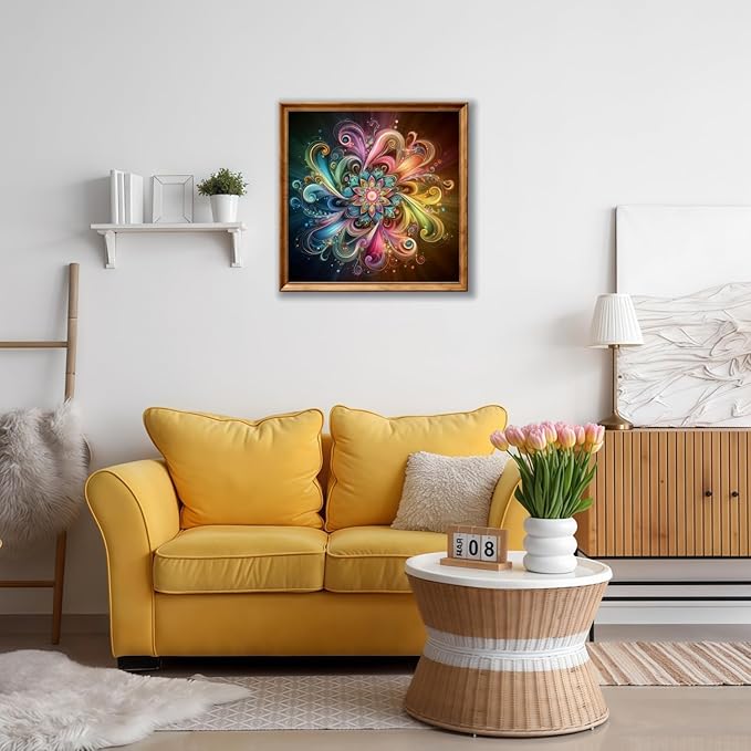 Mosaflare 5D Diamond Painting Kits for Adults, Colorful Mandala Diamond Art for Beginners, DIY Full Round Drill Paint by Diamonds Dot Gem Art for Adults, Home Wall Decor 13.7x13.7 Inch