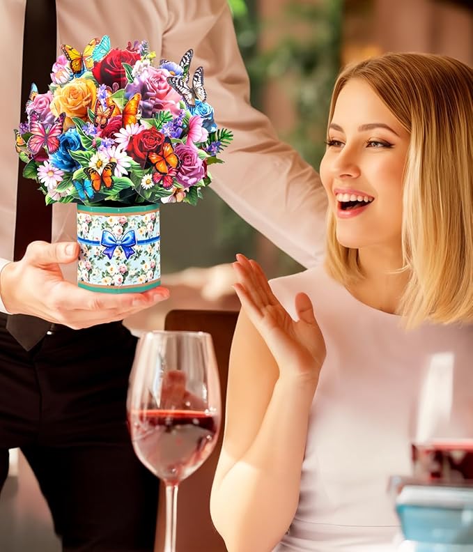 3D Pop Up Flower Bouquet Cards Pack – Roses, Sunflowers and Succulents Greeting for Women - for Mother's Day, Birthdays, Get Well, Sympathy, Congratulations & Thank You – Includes Envelopes & Note Cards