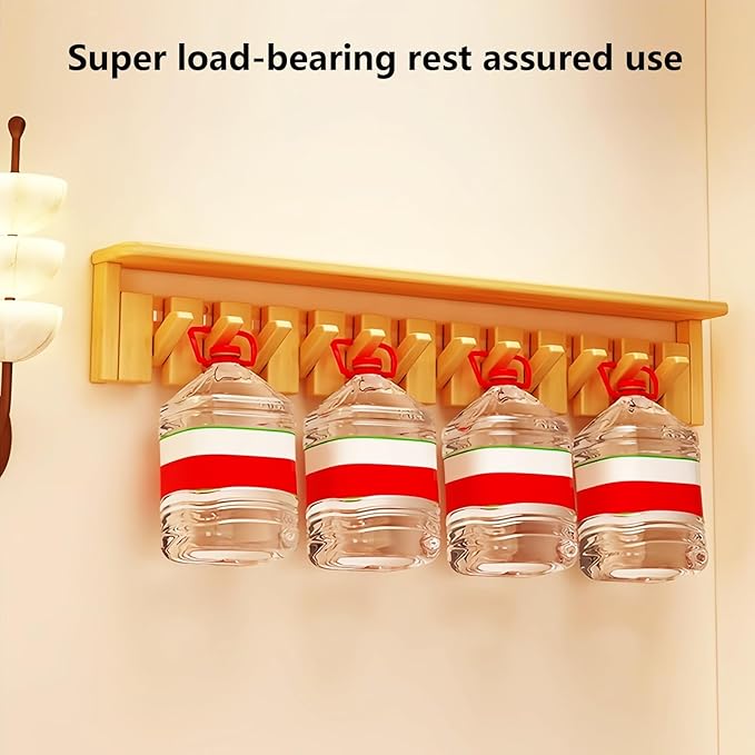 Wall Mounted Coat RackHooks Piano Key Hangers Natural Solid Wood Hanger Non-Woven Fabric Clothes Hangers for Closet, Kitchen, Bedroom, Bathroom, Entryway (Tray Walnut-Beech, 12 Hooks)