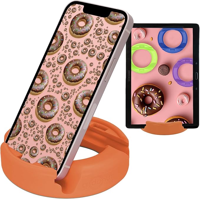 GoDonut – Phone Stand Original – Cell Phone Holder + Tablet Stand Desk Organizer – Compatible with Tablet, iPhone 17 16 15 14 Pro Max, Android & Most Smartphones - Orange