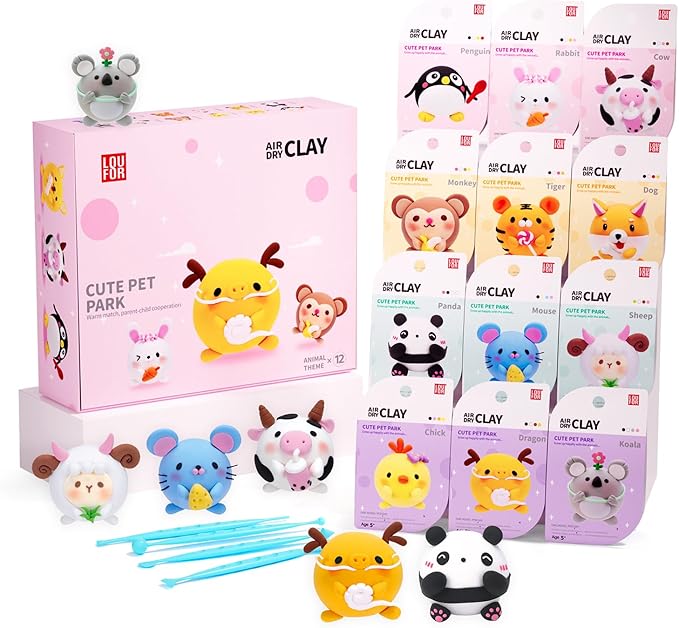 Air Dry Clay Kits - Modeling Clay for Kids, Ultra Light & Soft, Safe & Non-Toxic, 12 Boxes DIY Model Magic Clay with Sculpting Tools & Tutorials, Creatible Art Crafts Toys Gifts Boys Girls