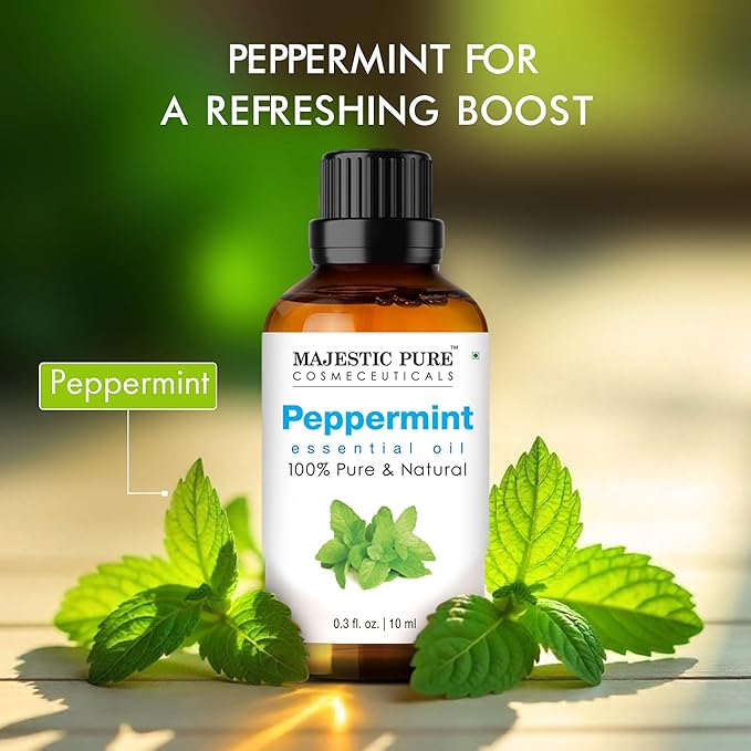 Majestic Pure Peppermint Essential Oil - 100% Pure Peppermint Oil for Aromatherapy, Massage & Topical Uses, Perfect for Diffuser & Essential Oil Diffuser - 0.3 fl. oz