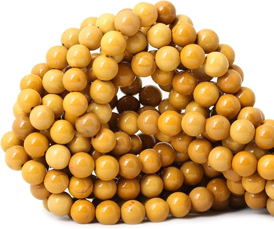 45PCS 8mm Natural Yellow Moonkaite Jasper Gemstone Smooth Surface Round Loose Beads for Jewelry Making 1 String 15 Inches