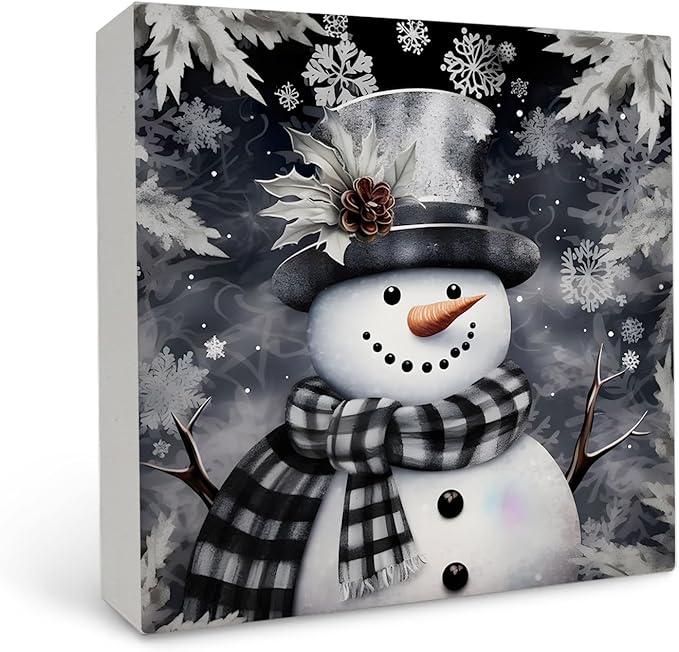 Winter Snowman Wooden Signs - Christmas Home & Table Decor
