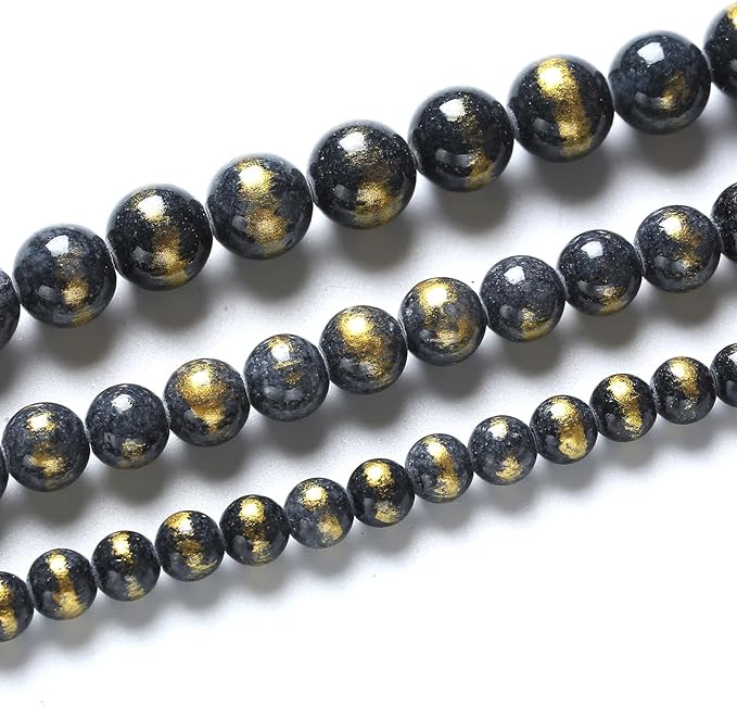 36pcs 10mm Natural Blue Black Lapis Lazuli Jade Beads for Jewelry Making Round Loose Beads DIY Bracelets Necklaces Energy Healing Stone Beads 15"(10mm, Blue Black Lapis Lazuli Jade)
