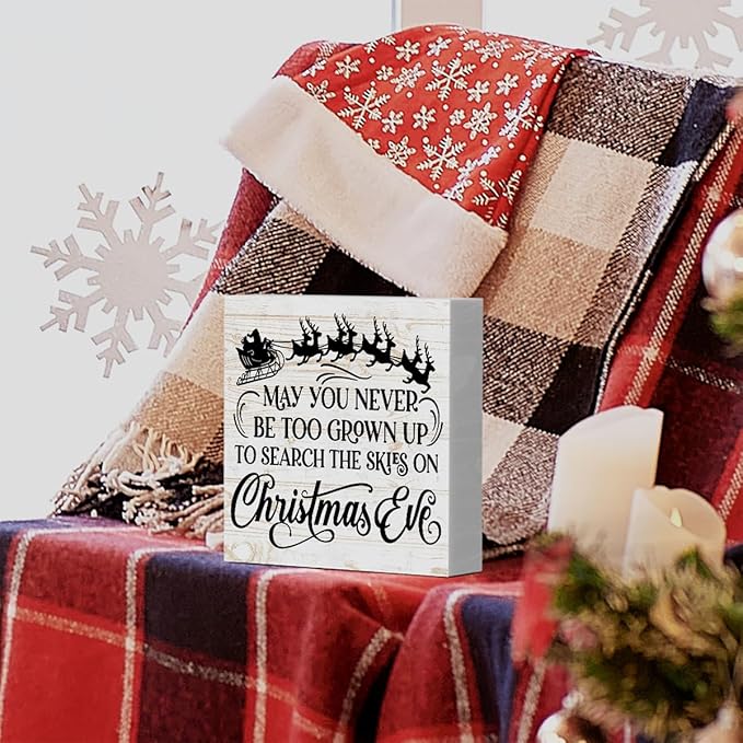 WRSUNT Black Christmas Decor Christmas Decorations Indoor Christmas Bathroom Decor Christmas Signs Christmas Table Bedroom Office Decor May You Never Be Too Grown Up Sign 5 x 5 Inches