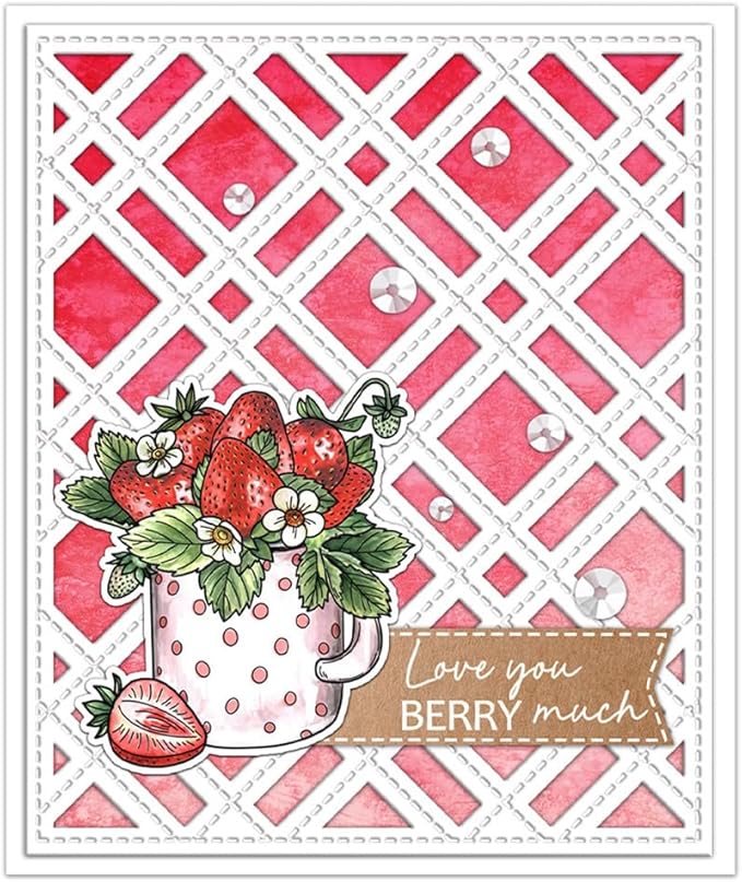 Strawberry Cup Stamps and Cutting Dies for Card Making DIY Transparent Silicone Clear Stamp and Metal Die Cuts Sets for Scrapbooking Paper Greeting Cards Decor Seals Craft Supplies