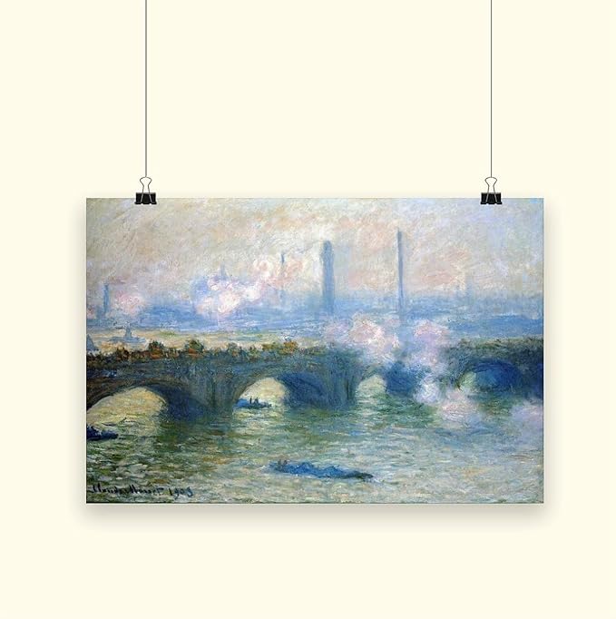 CFIOZYOS 40+ Monet Famous Print Posters Waterloo Bridge, London by Claude Monet Impressionism Canvas Wall Art Print Poster For Home School Office Decor Unframe 16×24inch(40×60cm)