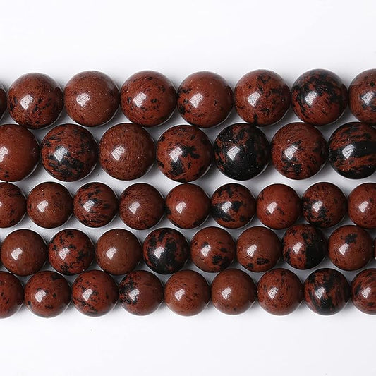 36PCS 10mm Natural Stone Mahogany Obsidian Beads for Jewelry Making Round Loose Spacer Beads DIY Bracelet Necklace (10mm, Mahogany Obsidian Beads)