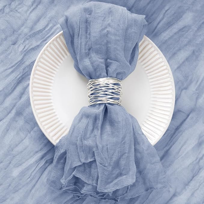 20 Pack Dusty Blue Cheesecloth Napkins Spring Cloth Napkins Set of 20 Blue Dinner Napkins Bulk 21x21 Inches for Wedding Bridal Shower Baby Shower Valentine's Day