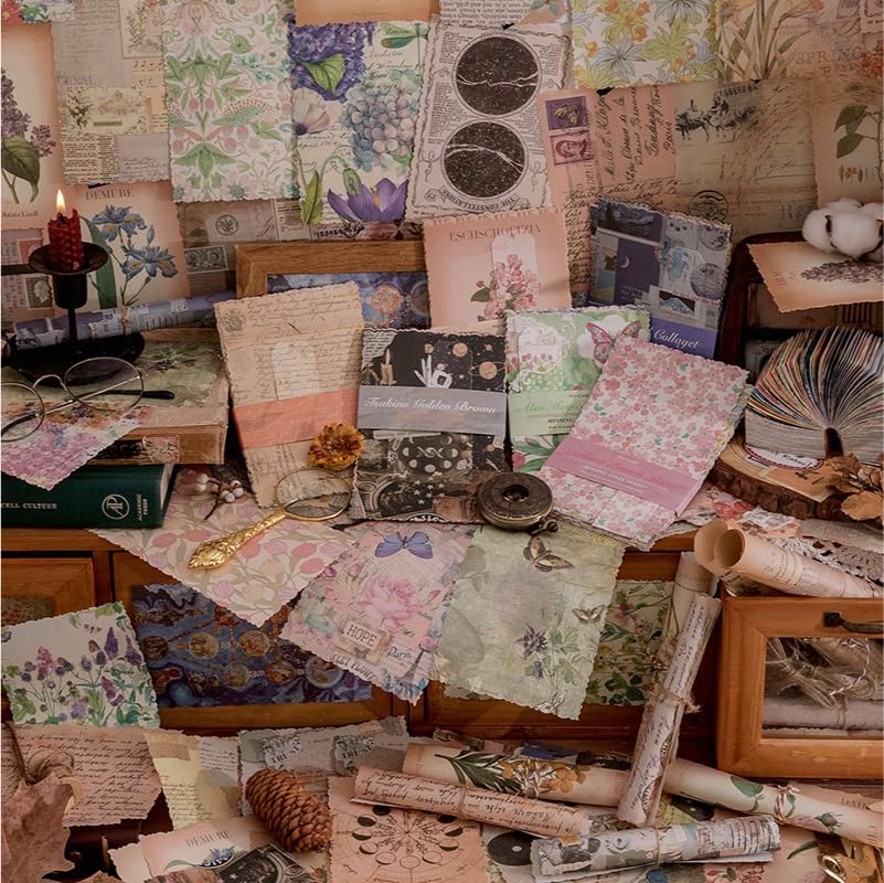 Alideco 180pcs Vintage Floral Lace Collage Scrapbooking Paper for Adults Journaling Supplies, Decorative Paper for Junk Journals (siniansuibi) - Image 2