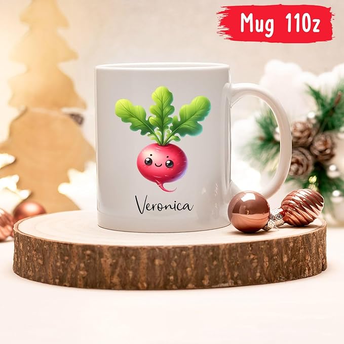 Radish Vegetable Coffee Mug, Personalized Name Radish Mug Gifts For Vegetable Lovers, Vegetable Cup, Custom Radish Travel Ceramic Mug 11Oz 15Oz, Vegan Lovers Mug, Radish Teacup, Vegetarian Coffee Cup