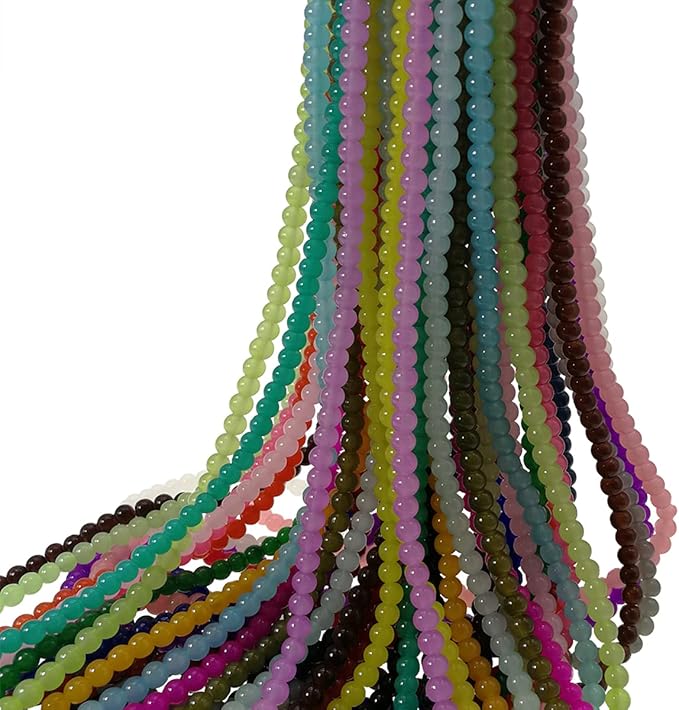 Pamir Tong 1500PCS 6mm Glass Round Beads Bulk， Imitative Jade Beads, Bracelet Loose Beads for Jewelry Making Earring, Necklaces, and DIY Crafts (6mm)