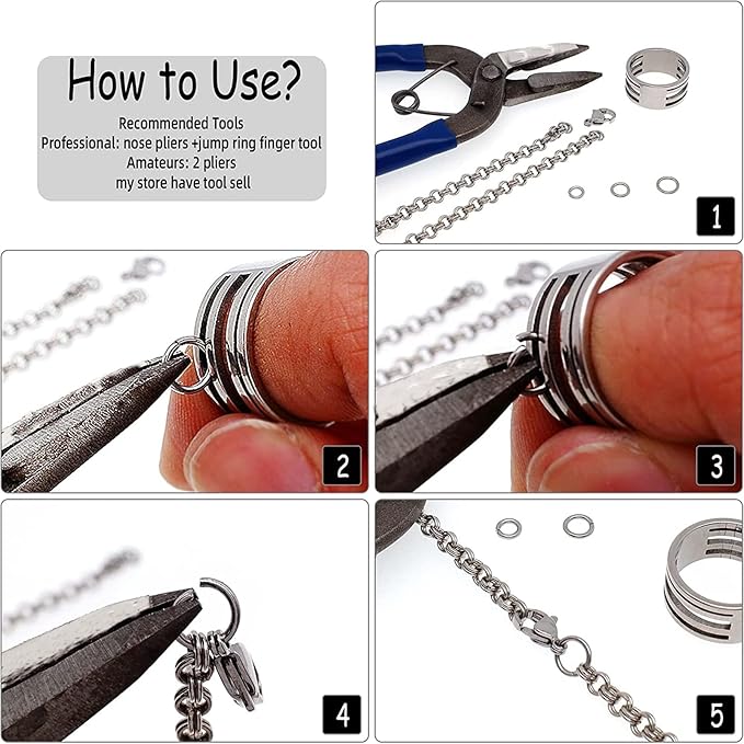 O Ring Connectors Stainless Steel Quality Jump Rings Set 304 Metal Open Rings for Jewelry Making Connectors (Silver)
