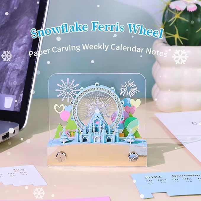 3D Art Calendar 2026,3D Memo Pad Creative Time Piece Calendar,Creative Non Stick Sticky Note,3D Memo Pad Art Notepad,Exquisite Paper Sculpture Gifts,Desktop Decoration Crafts