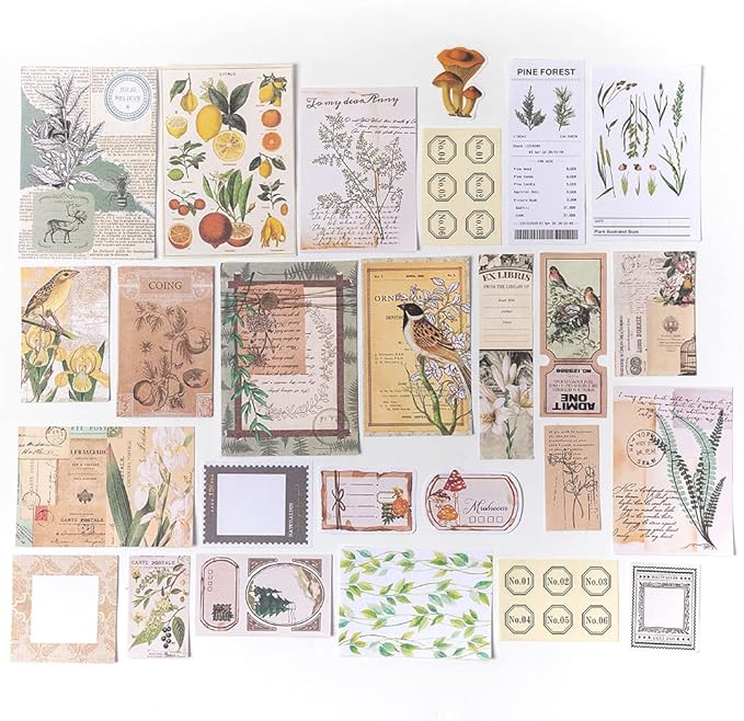 Alideco 260pcs Vintage Scrapbook Supplies Pack for Art Journaling Bullet Junk Journal Planners DIY Paper Stickers Craft Kits Notebook Collage Album Aesthetic Cottagecore Picture Frames (Animals)
