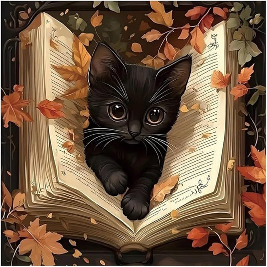 Kulvci Black Cat Diamond Painting Kits for Adults, Diamond Art Kits for Beginners, 5D DIY Full Drill Gem Craft for Home Decor Gift 12x12inch