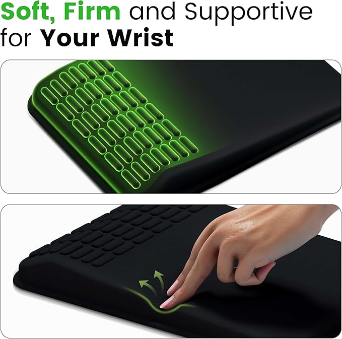 MEKASS Mouse Pad with Wrist Rest, Ergonomic Slope Mousepad for Carpal Tunnel Pain Relief, Memory Foam Desk Computer Wrist Support Mouse Pad with for Office Home (Green Marble)