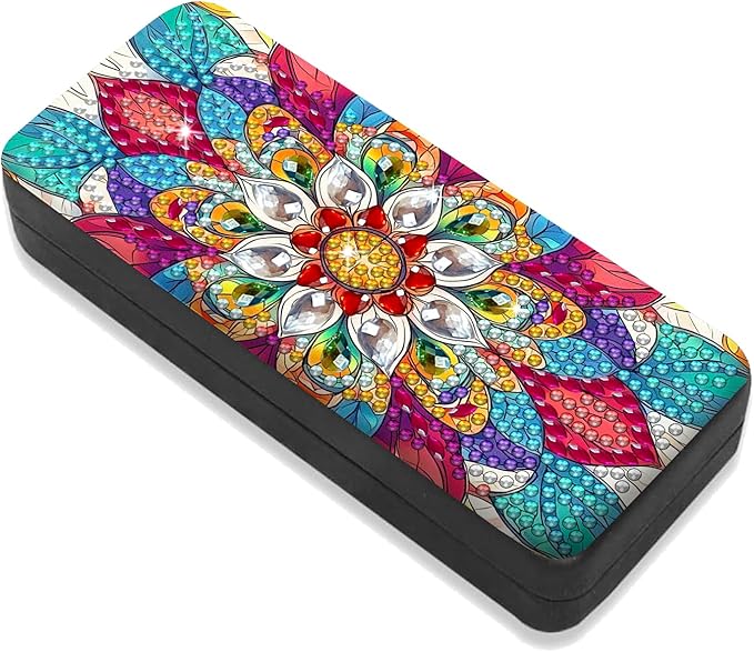 Leatrice Mandala Diamond Art Kits for Adults Small Diamond Painting Kit Gem Art Paint by Diamonds Dot Eyeglass Case Hard Shell 5d Diamond Art DIY for Beginner Women