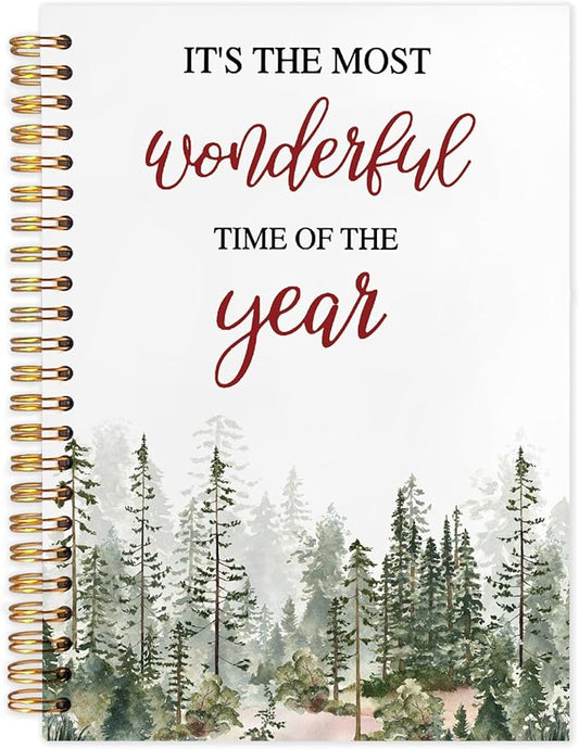 Forest Christmas Spiral Notebook, Christmas Winter Journal for School Office Supplies, Pine Tree Xmas Holiday Hardcover Journal 5.5x8.3 Inch