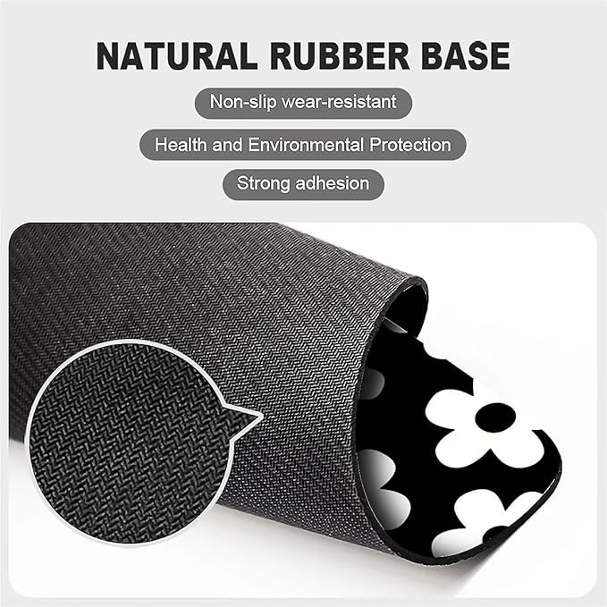 Square Mouse Pad Black White Flowers, Personalized Premium-Textured Custom Mouse Mat Design, Washable Mousepad Cloth, Non-Slip Rubber Base Computer Mouse Pads for Wireless Mouse