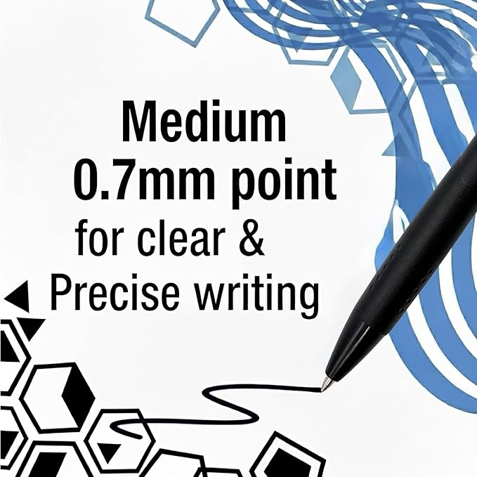 AKVINQ® Walker Gel Pens 12-Pack | 0.7mm Medium Point | Retractable Gel Ink Pen | Premium Matte Finish | Black Ink | Smudge-Resistant | Comfortable Rubber Grip | Office & School Writing (Black)