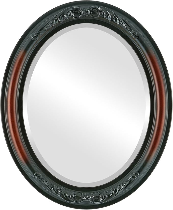 OVALCREST Oval Beveled Wall Mirror for Home Decor - Florence Style - Rosewood - 20" x 16"