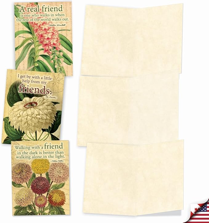 The Best Card Company - 10 Assorted Flower Cards Blank for Women (4 x 5.12 Inch) - All Occasion Floral Greetings Boxed - Say it with Flowers M1710BN