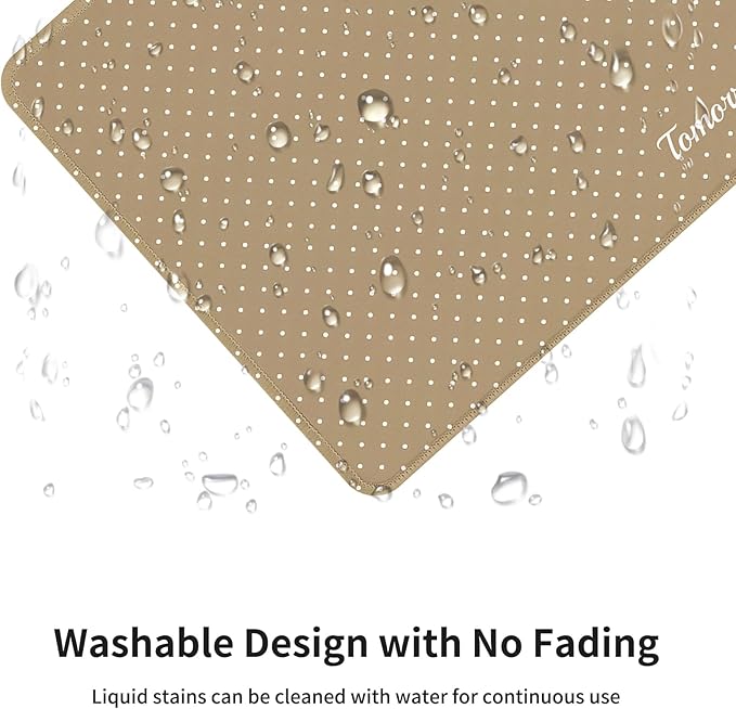Seorsok Brown Mouse Mat,White Polka Dot Pattern,Premium Textured Mouse Pads for Office Laptop,Washable Cute Square Mousepads with Extended Stitched Edges Non Slip Rubber Base 9.5"x7.8"x0.12"Inch