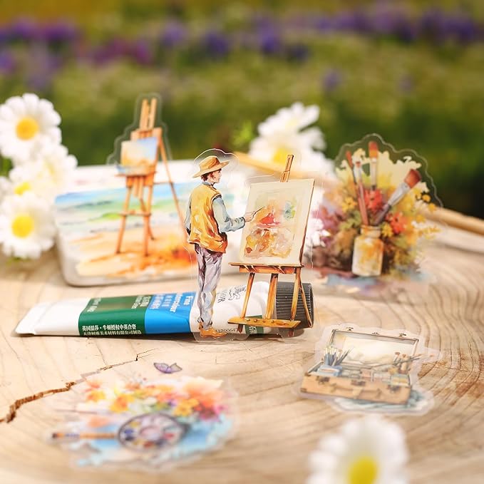 90 Pcs Lanscape PET Stickers Set, Art-Themed Stickers for Scrapbooking, Journaling and DIY Crafts