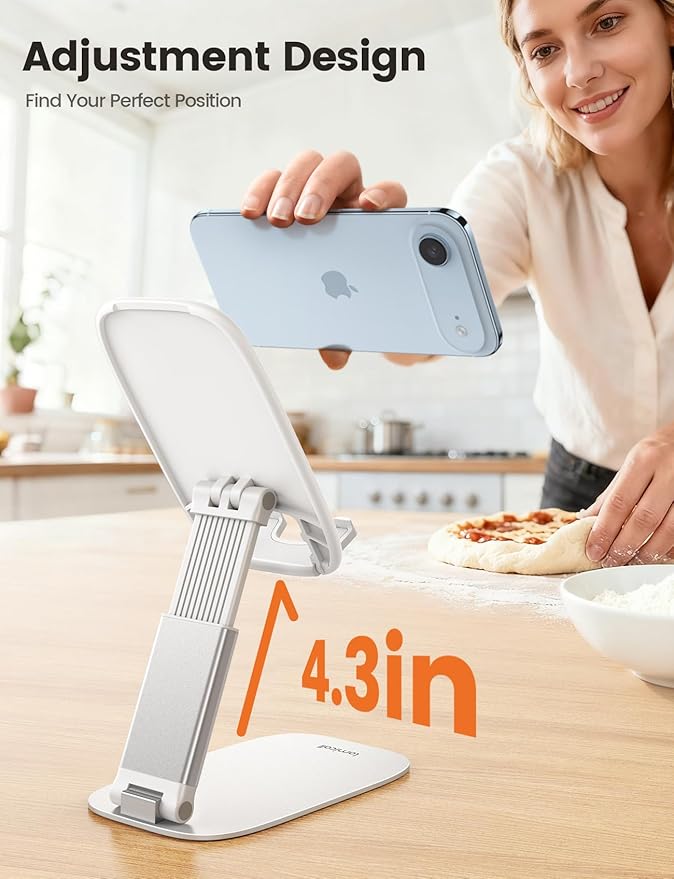 Lamicall Ultra-Thin Cell Phone Holder, White Cellphone Stand, Birthday Gifts for Father Teens Girls Boys, Stocking Stuffers, Office Desk Accessories for iPhone Holder, Desk Organizer