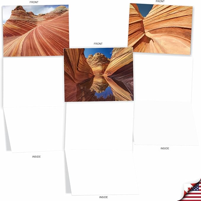 The Best Card Company - Box of 10 All Occasion Cards Blank (4 x 5.12 Inch) - Scenic Landscape Cards Assorted - Carved in Stone M1730BN