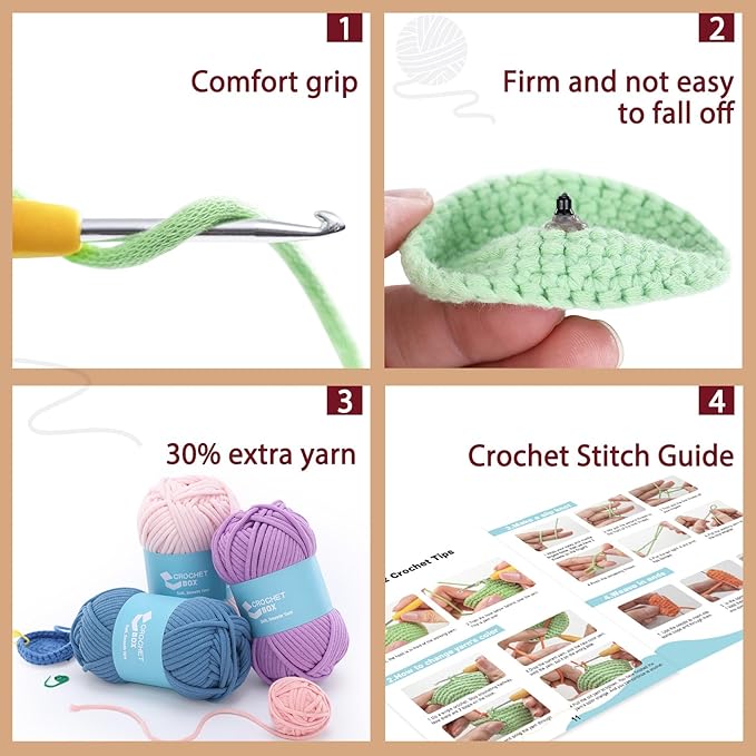 CrochetBox Crochet Kit for Beginners Adults - Highland Cow Starters Crochet Kit, Beginners Crocheting Kitting for Adults Teen, Craft Gifts with Crochets Yarns, Hook, Step-by-Step Video, Instruction