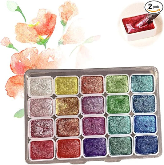 20 Colors Watercolor Painting Set, 2026 New Mini Forestry Shifting Watercolor Painting Set, Crafts Painting Supplies, Drawing Christmas Gifts for Teens Girls Boys Adults Artists (1ml Luoshen)