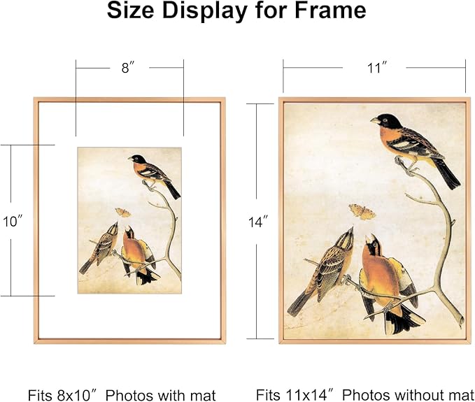 11x14 Picture Frame, Gold Metal Photo Frames with HD Glass, Fits 8x10 with Mat or 11 x 14 without Mat, Display for Wall and Table, 1 Pack