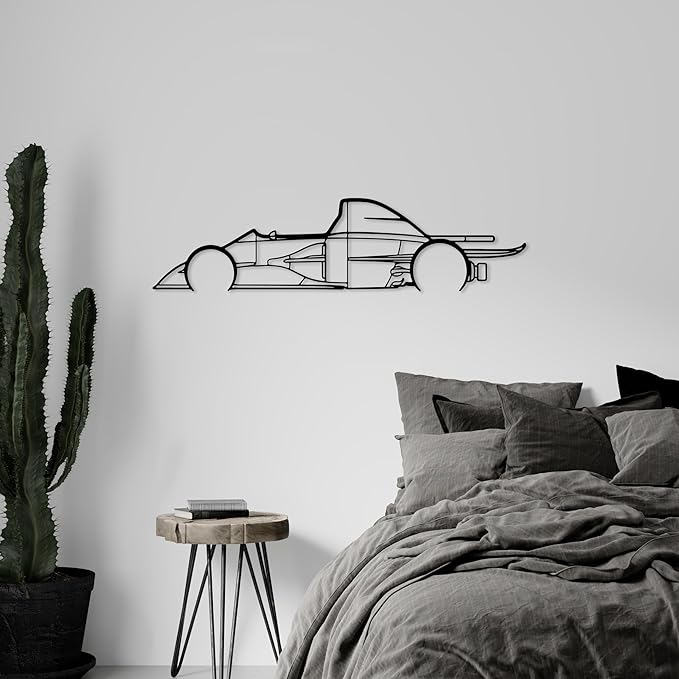 Formula Car Metal Wall Art, Sports Car Metal Silhouette, Formula Car Lovers Metal Wall Decor, Racing Gifts For Men, Minimalist Sculpture for Garage, Man Cave, Gift for Father's, (Black-15"x 4.1" inch)