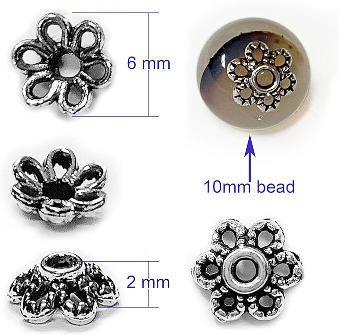 Heather's cf 500 Pieces Silver Tone Tiny Bead Caps Findings (Fit 8mm 10mm Round Beads) for Jewelry Making