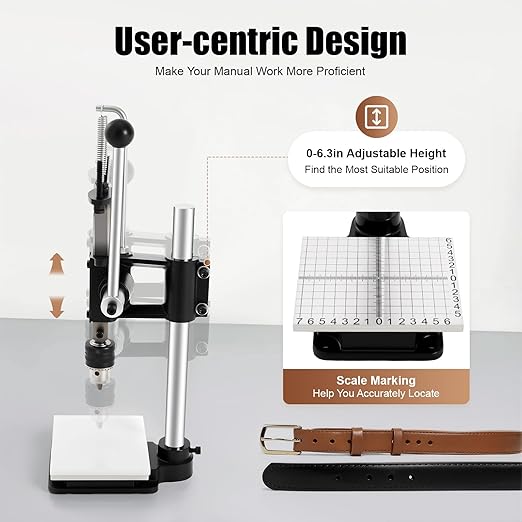 Leather Press, Leather Embossing Machine, Manual Press Puncher with PP Plate and Aluminum Plate, for DIY Craft, Punching, Pronging, Stamping Process