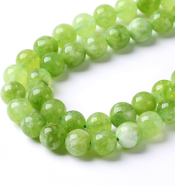 90pcs 4mm Natural Peridot Green Lace Jades Beads Round Loose Spacer Beads for Jewelry Making DIY Bracelets Crystal Energy Healing Power Stone 15 Inch(4mm, Green Peridot Jade)