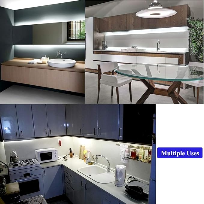 40ft Daylight White Led Strip Lights, 6000K 12V Dimmable Flexible Led Tape Light, Cuttable Led Lights Strip for Bedroom Christmas, Kitchen, Cabinet, Mirror, Not Waterproof