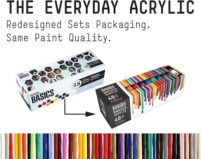 Liquitex BASICS Acrylic Paint Set, 48 x 22ml (0.74-oz) Tube Set