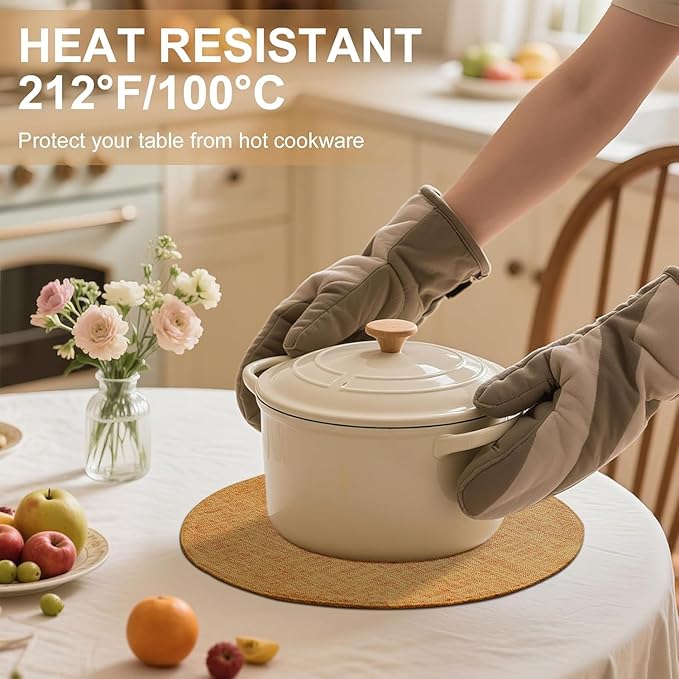 homing 15 Inch Round Cloth Placemats Set of 4, Cotton Linen Blend Washable Table Mats, Farmhouse Dining Place Mats for Indoors & Outdoors, Easy to Clean, Amber