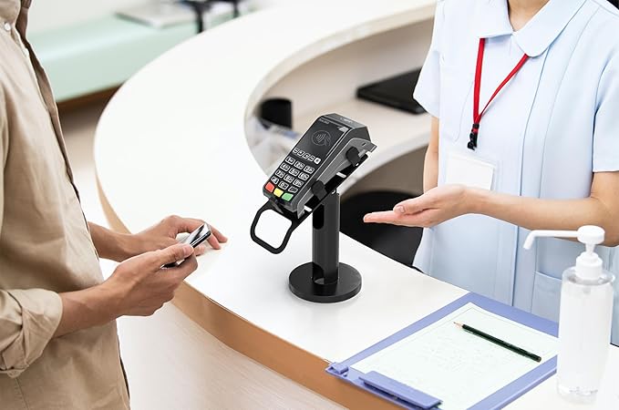 CTA Digital Universal Credit Card Reader Stand - Universal Rotating Card Reader Terminal Stand for Verifone, Ingenico & Pax POS Stations - Bolt Down or Adhesive Anti-Theft Security - Easy Install