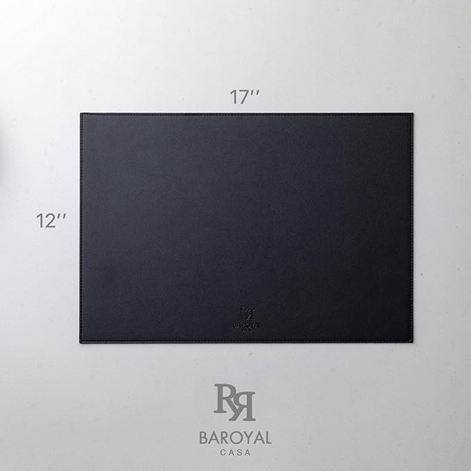 Faux Leather Placemats Set of 6 Vinyl Washable Wipeable Table Mats for Kitchen Dining Table Heat Resistant Waterproof Modern Indoor/Outdoor Placemats Non-Slip Easy Clean Place Mats (Black)