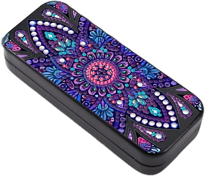 Leatrice Mandala Diamond Art Kits for Adults Small Diamond Painting Kit Gem Art Paint by Diamonds Dot Eyeglasses Case Hard Shell 5d Diamond Art DIY for Beginner Women