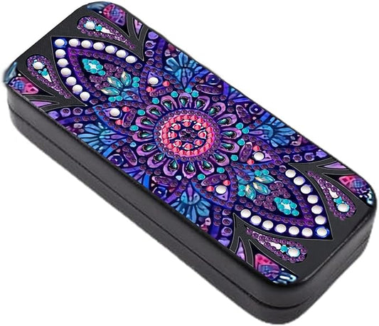 Leatrice Mandala Diamond Art Kits for Adults Small Diamond Painting Kit Gem Art Paint by Diamonds Dot Eyeglasses Case Hard Shell 5d Diamond Art DIY for Beginner Women